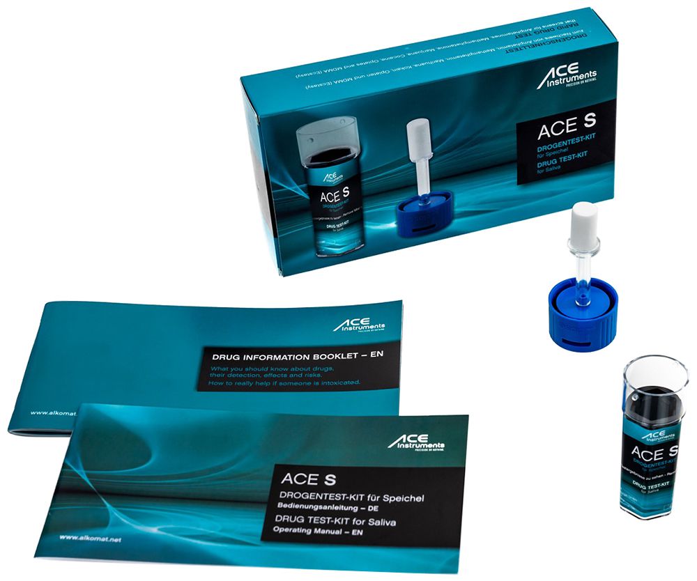 ACE S Drogentest-Kit (Speicheltest zur Bestimmung von Drogen wie z.B. Speed, Kokain, THC, Marihuana)