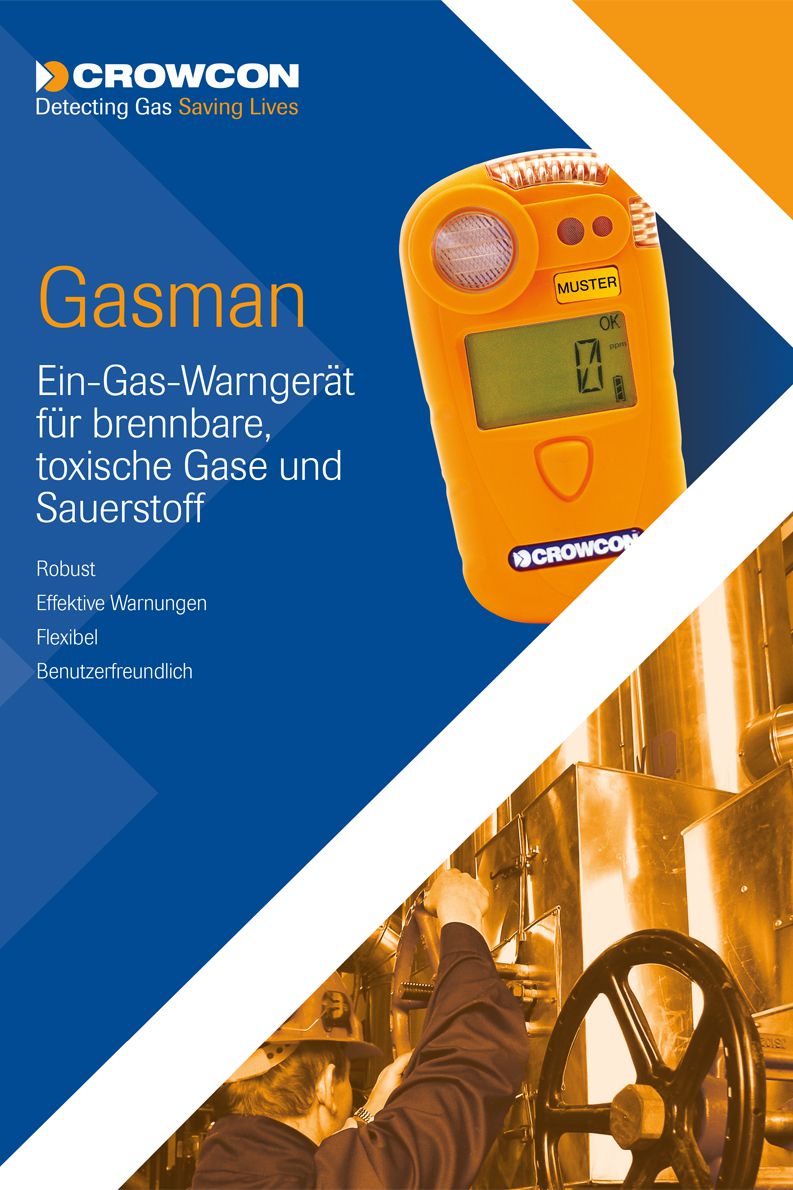 Crowcon Gasman Ein-Gaswarngerät - mit C2H4O-Sensor (0-10 ppm) - A1=3 ppm / A2=5 ppm - 2 Jahre Laufzeit