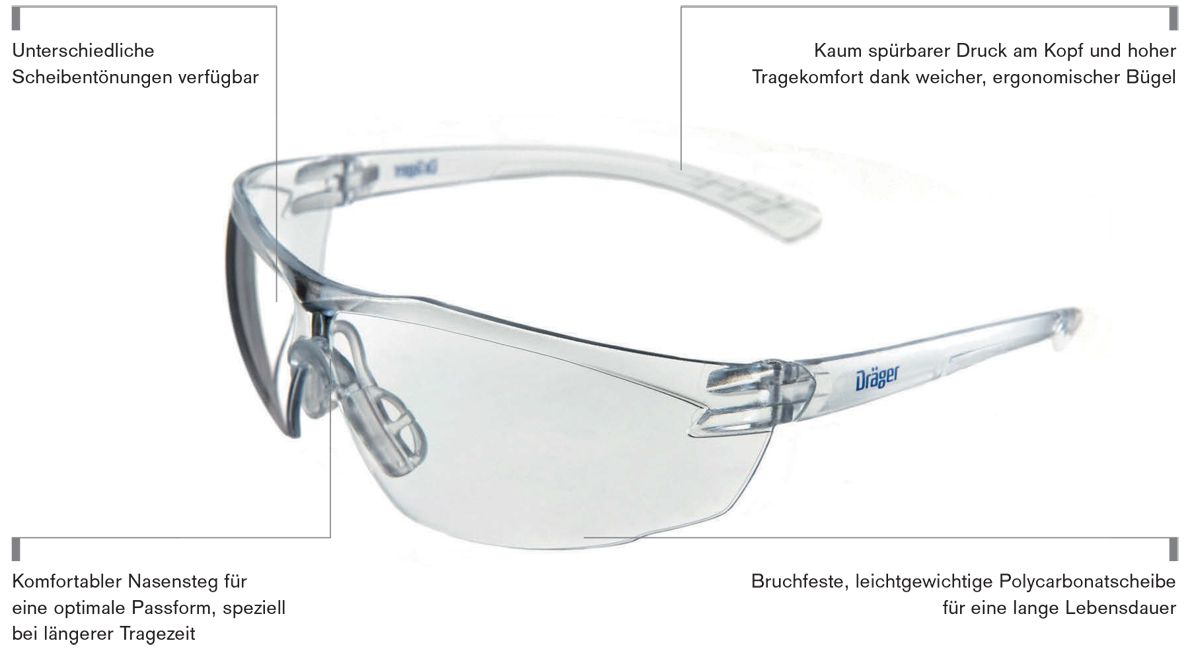 Dräger X-pect 8200/8300 Schutzbrille - kratz- & beschlagfeste Modelle in verschiedenen Farben - EN 166