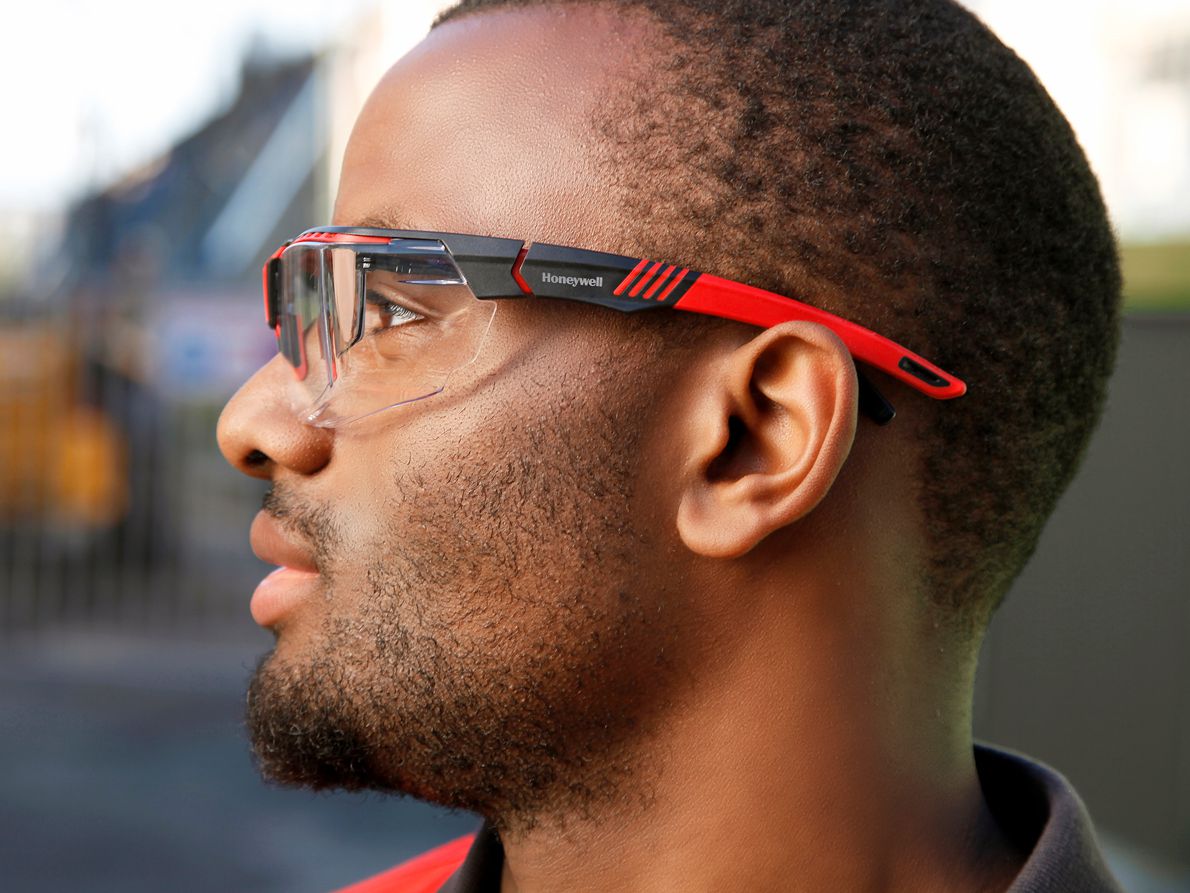 Honeywell Avatar OTG Schutzbrille - für Brillenträger - kratzfest beschichtet - EN 166 - Schwarz-Rot/Klar