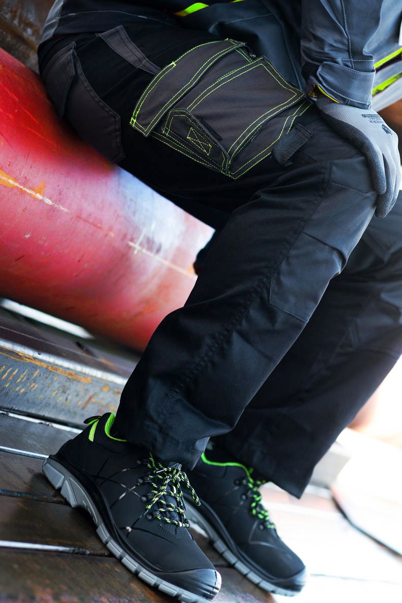 ACE Constructor S3-Arbeits-Sneakers - mit Stahlkappe - Sicherheits-Schuhe für die Arbeit  - Schwarz/Grün