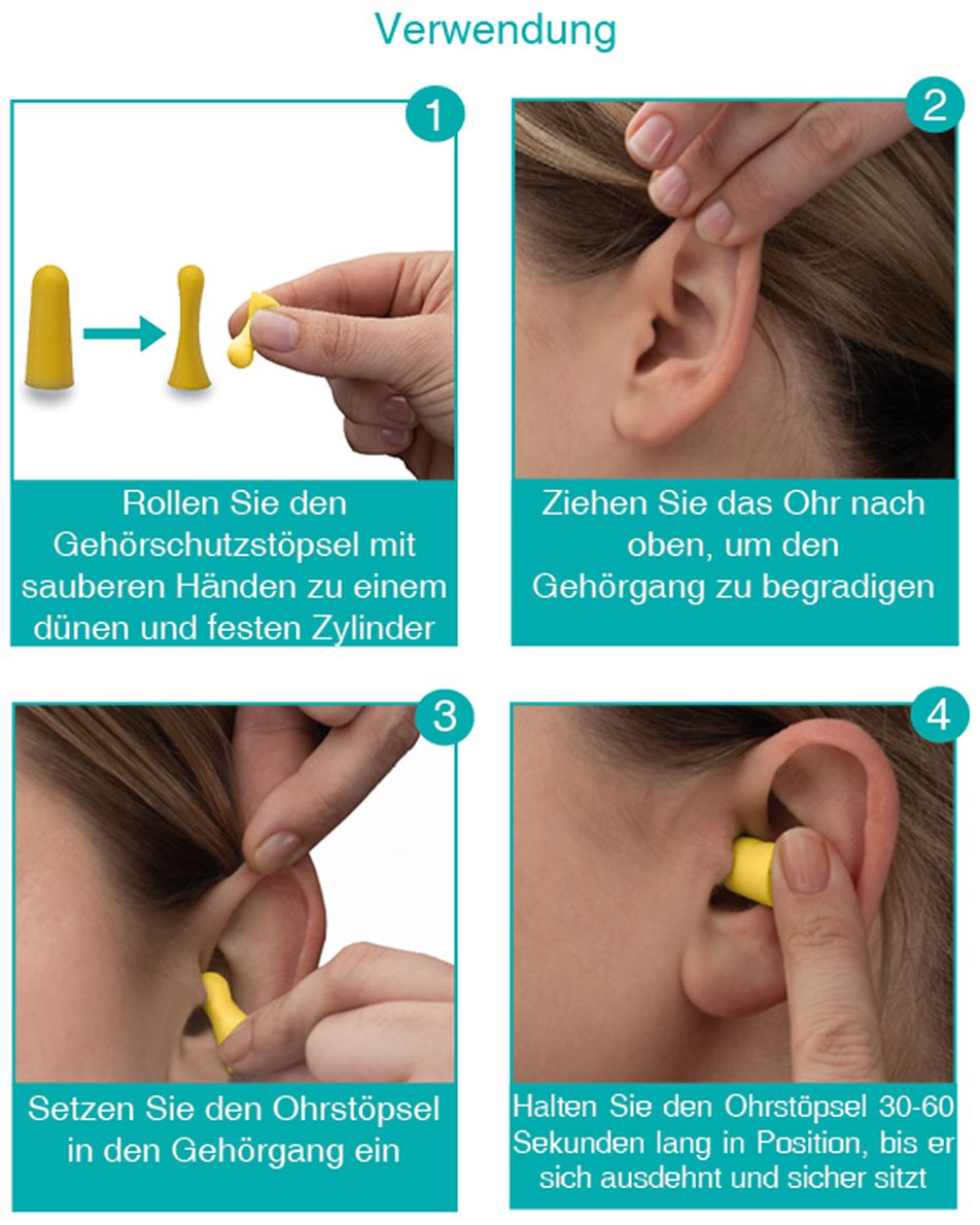100 Paar ACE Silencer Gehörschutz-Ohrstöpsel - Ohrenstöpsel mit SNR 36 dB - EN 352-2 - Gehörschützer-Stöpsel in der Dose