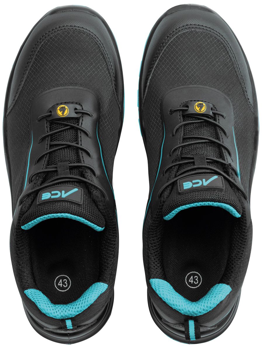 ACE Sapphire S1-P-Arbeits-Sneakers - mit Kunststoffkappe - Sicherheits-Schuhe für die Arbeit  - Schwarz/Blau - 45