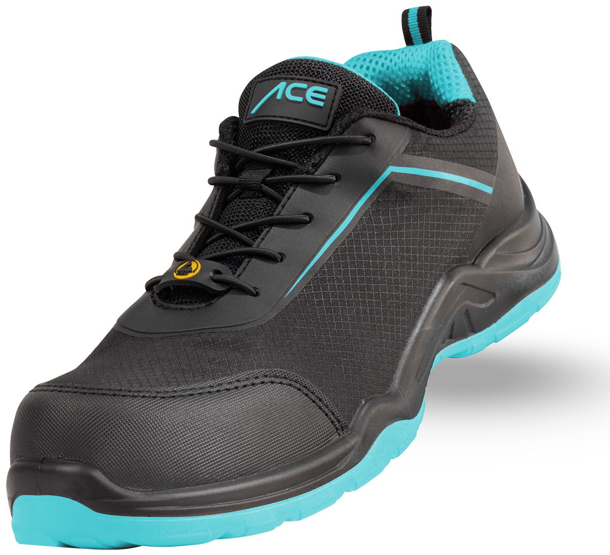 ACE Sapphire S1-P-Arbeits-Sneakers - mit Kunststoffkappe - Sicherheits-Schuhe für die Arbeit  - Schwarz/Blau - 46