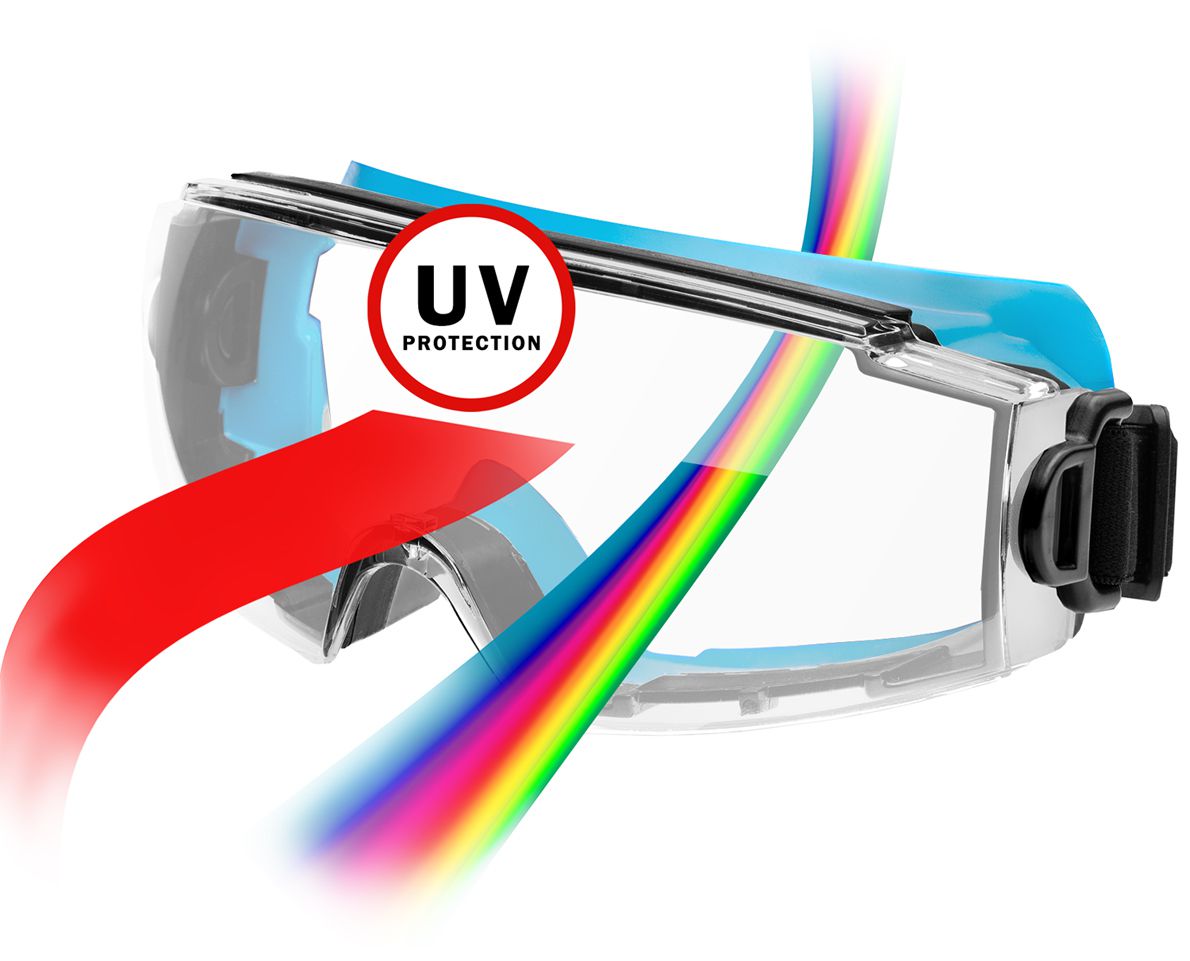 ACE SpecVis Vollsicht-Schutz-Brille - für Brillenträger - für Labor & Arbeit mit Chemikalien - EN 166 - Grau-Blau/Klar