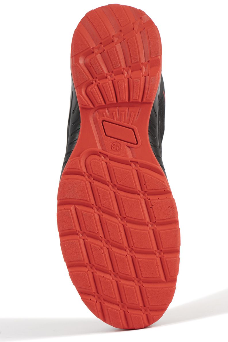 ACE Sapphire S1-P-Arbeits-Sneakers - mit Kunststoffkappe - Sicherheits-Schuhe für die Arbeit  - Schwarz/Rot - 43