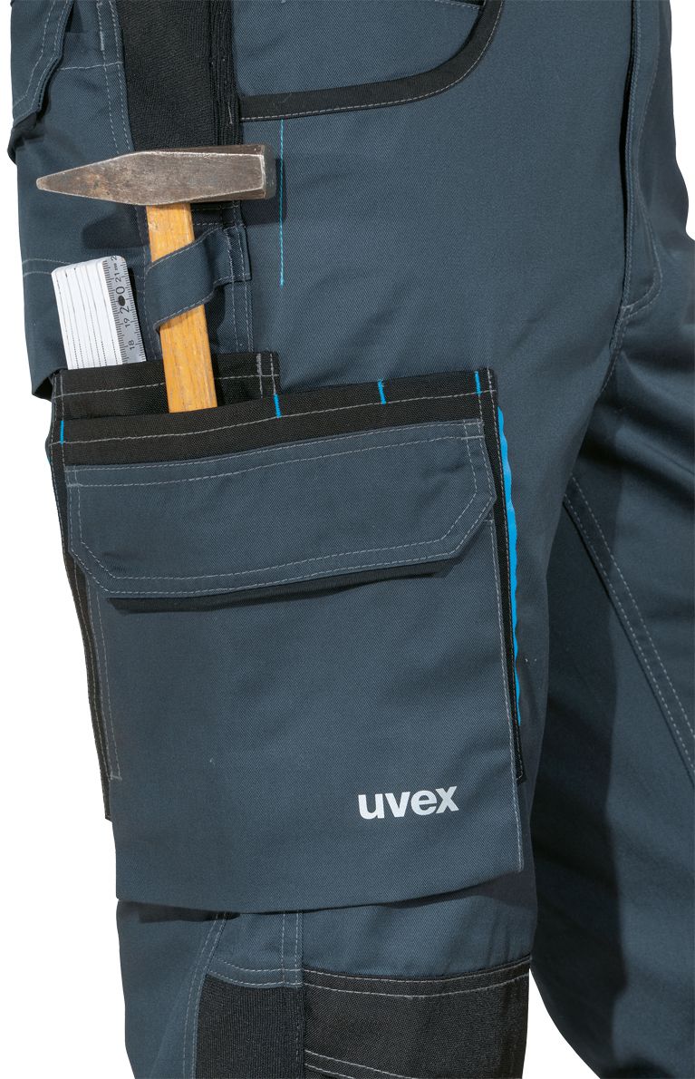 uvex tune-up Latzhose - Cargo-Hose mit Latz-Tasche für die Arbeit - 35% Baumwolle - Dunkelblau - 56