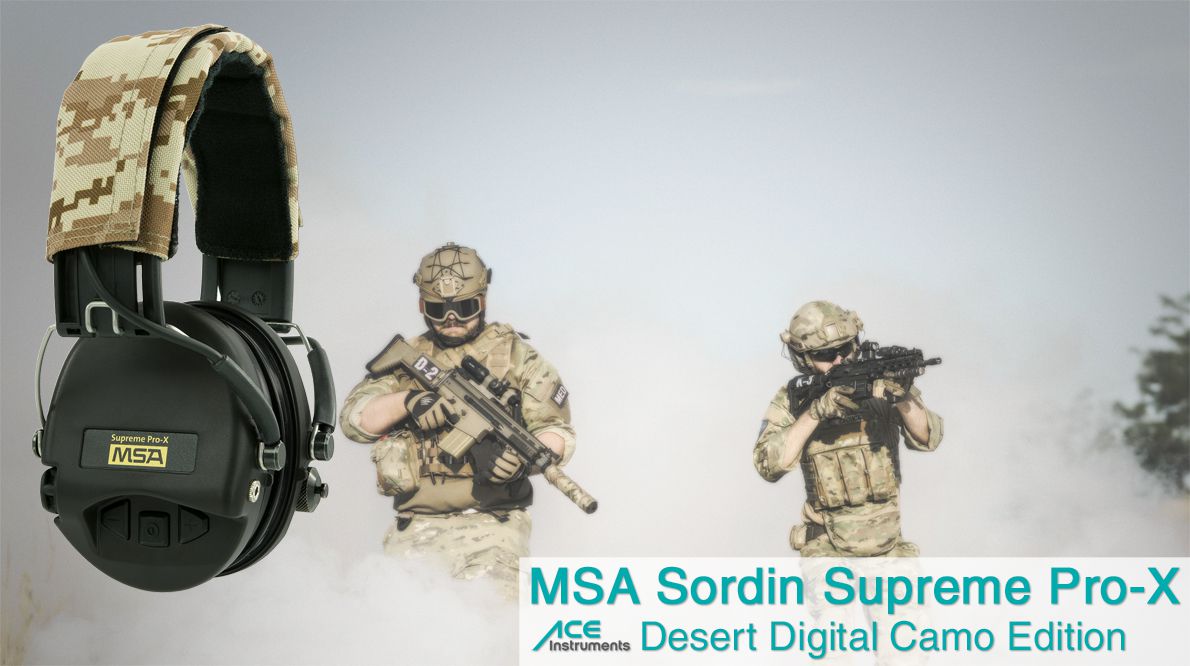 MSA Safety Sordin sor400672 Supreme Pro-X ACE Edition, Desert Digital Camo (Schw. Kapseln)