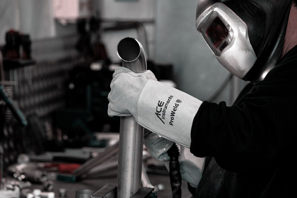 ACE ProWeld Leder-Schutzhandschuhe - lange Arbeits-Handschuhe zum Schweißen - funken- & hitzefest