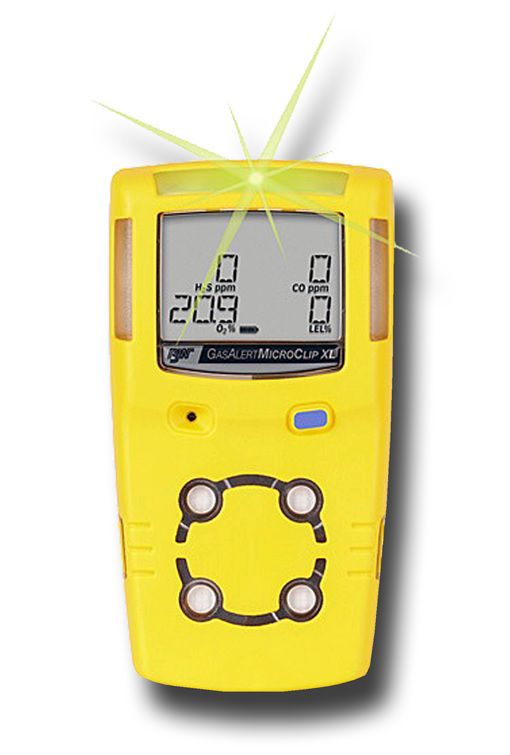 Honeywell BW - GasAlertMicroClip XL - Gaswarngerät für H2S, O2 mit Akku, Ladegerät, gelb, EU-Version