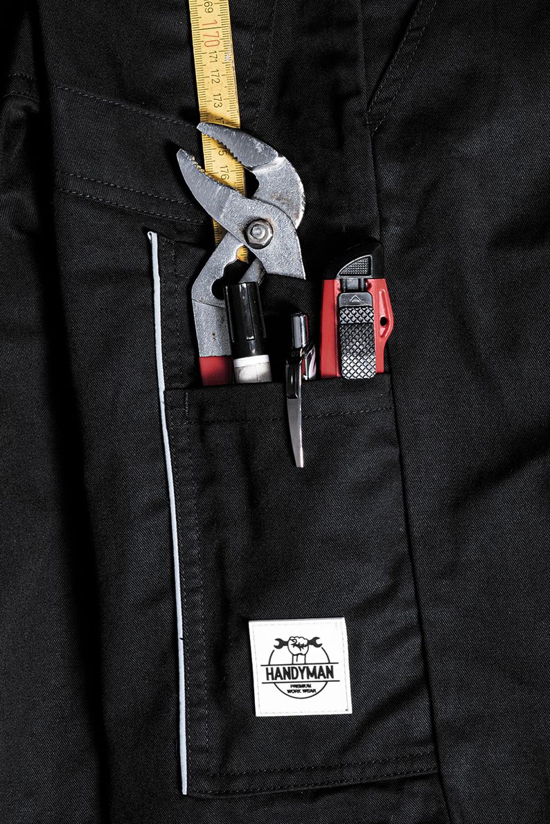 ACE Handyman Männer-Arbeitshosen - Cargo-Shorts für die Arbeit - Schwarz - 48