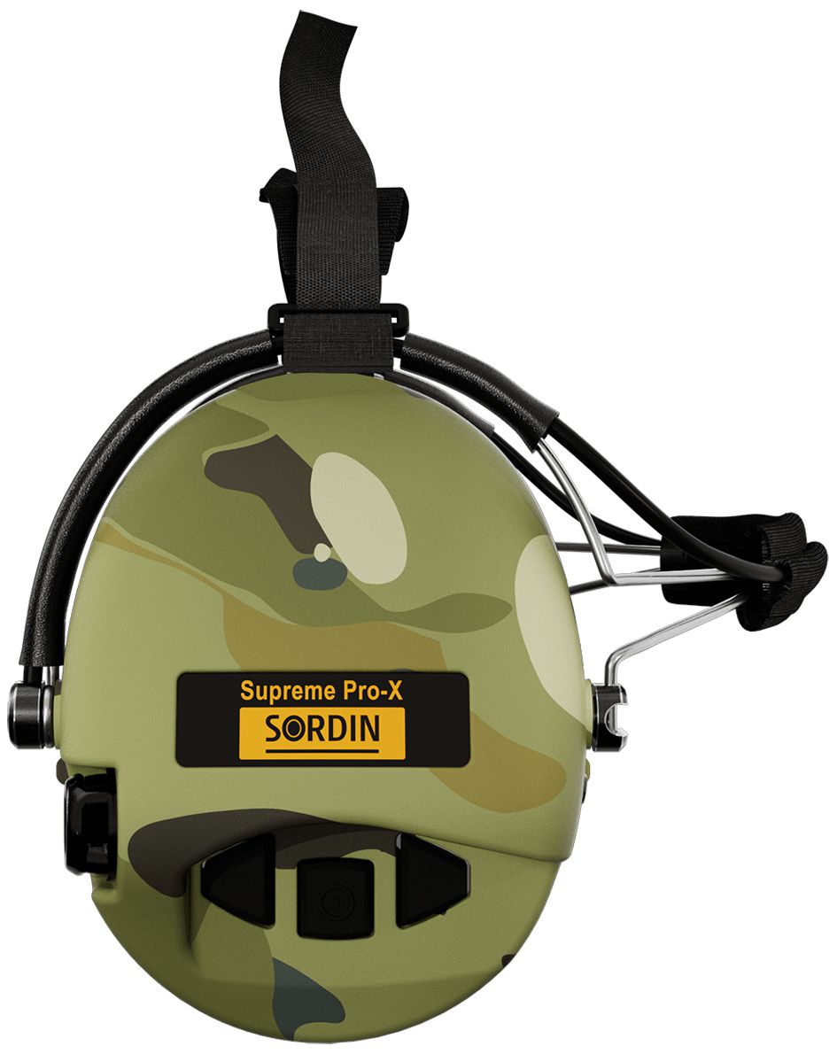 Sordin Supreme Pro-X Gehörschutz - aktiver Jagd-Gehörschützer - EN 352 - Schaum-Kissen, Nacken-Band & Camo-Kapsel