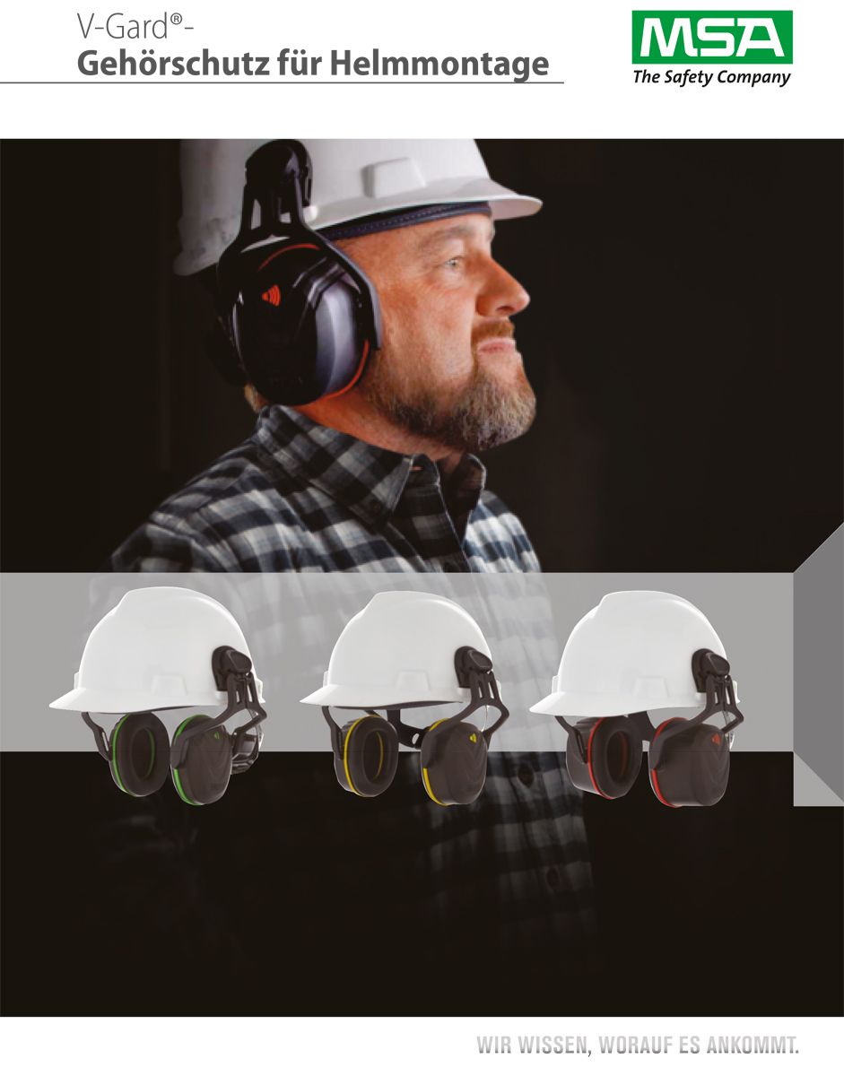 MSA V-Gard Helm-Kapselgehörschutz - Gehörschutz-Kapseln mit Halterung für die Helmmontage - Schwarz/Grün - SNR: 28 dB
