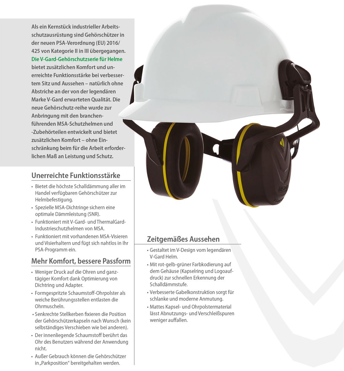 MSA V-Gard Helm-Kapselgehörschutz - Gehörschutz-Kapseln mit Halterung für die Helmmontage - SNR: 28 bis 36 dB