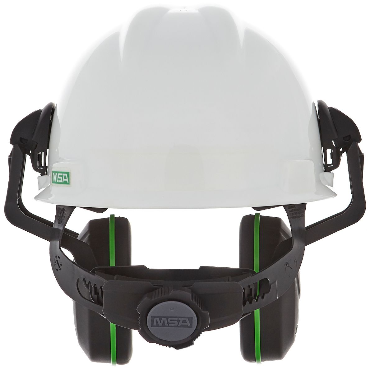 MSA V-Gard Helm-Kapselgehörschutz - Gehörschutz-Kapseln mit Halterung für die Helmmontage - Schwarz/Grün - SNR: 28 dB