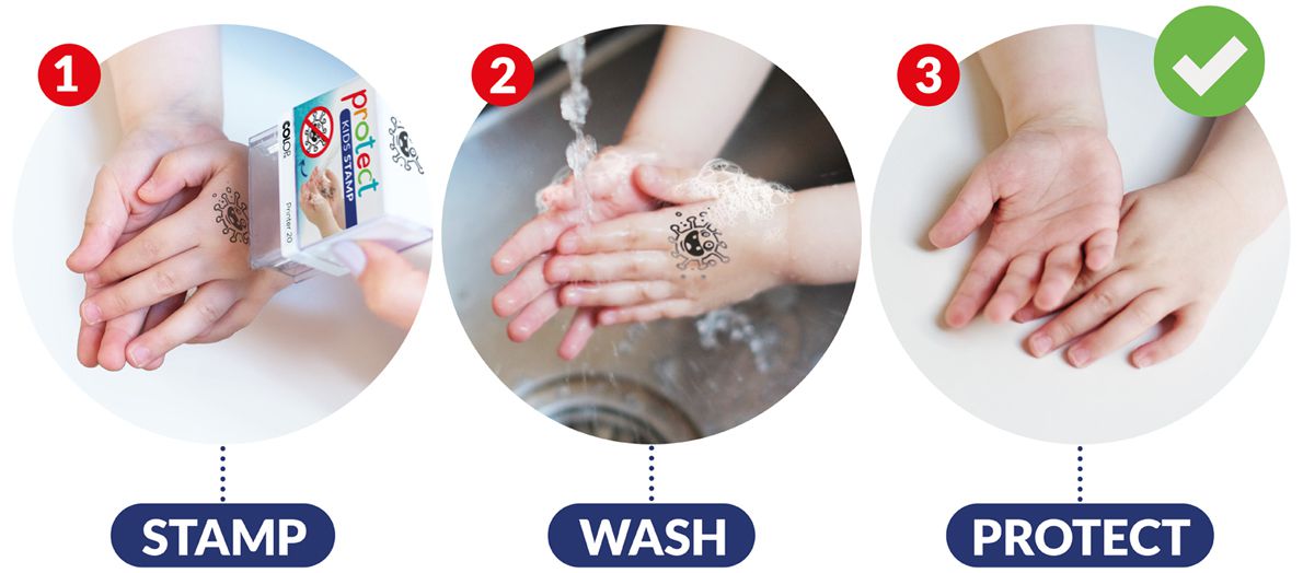 ABVERKAUF: protect Kids Stamp Stempel für Kinder - Hilfe beim Händewaschen