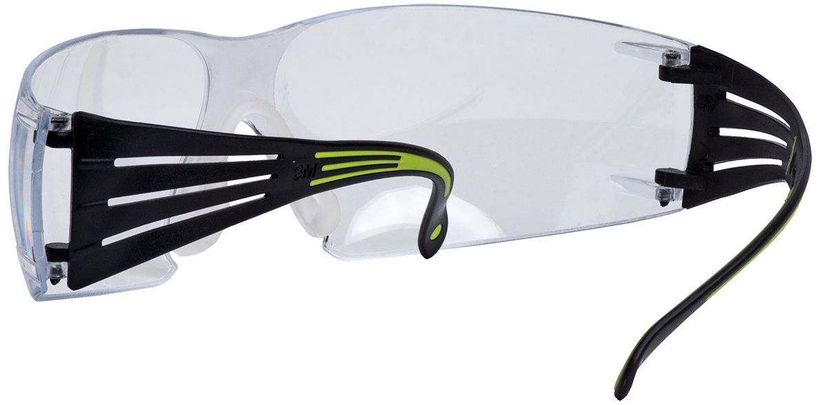 3M SecureFit 400 Schutzbrille - Arbeitsbrille mit UV-Schutz - Schwarz-Grün/Klar