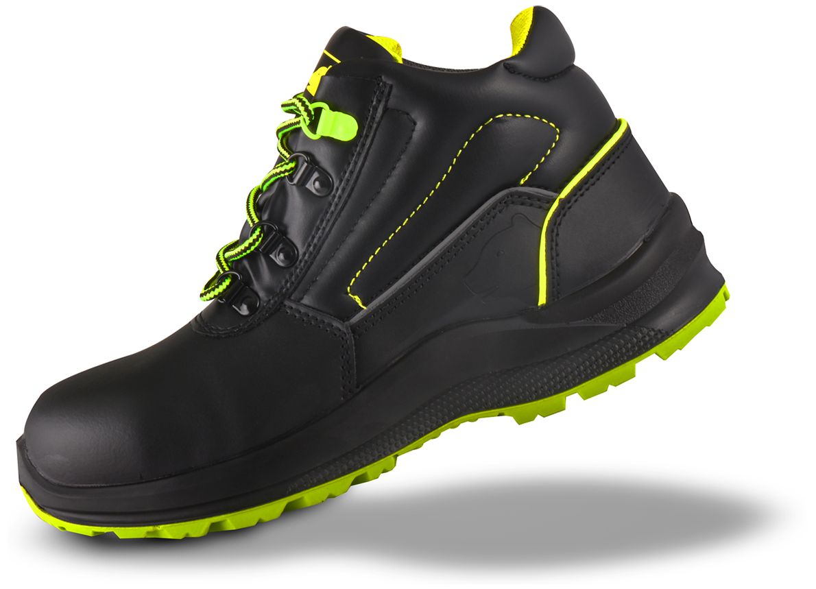 PRO FIT Arctos E Mid S3-Arbeits-Stiefel - mit Stahlkappe - Sicherheits-Schuhe für die Arbeit  - Schwarz/Grün