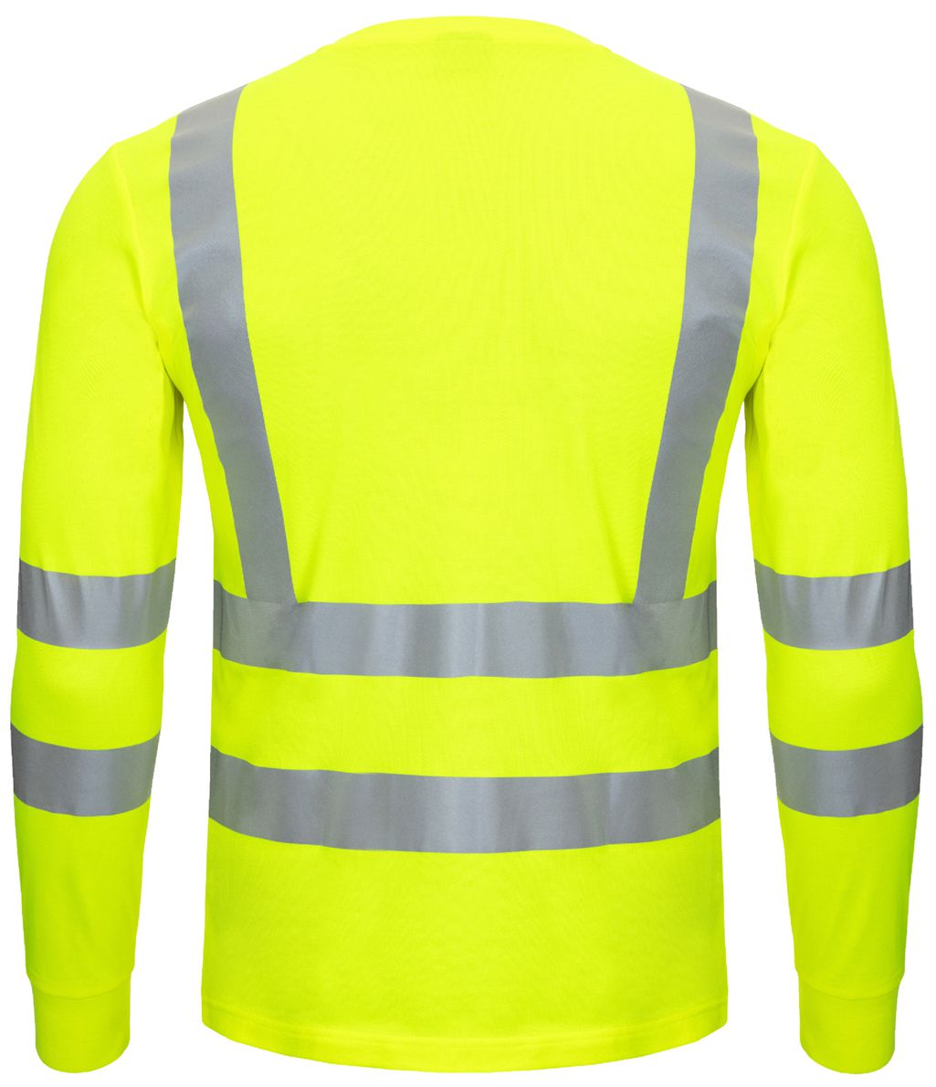 NITRAS MOTION TEX VIZ 7009 T-Shirt - Langarm-Shirt für die Arbeit - 55% Baumwolle - Neongelb - XS