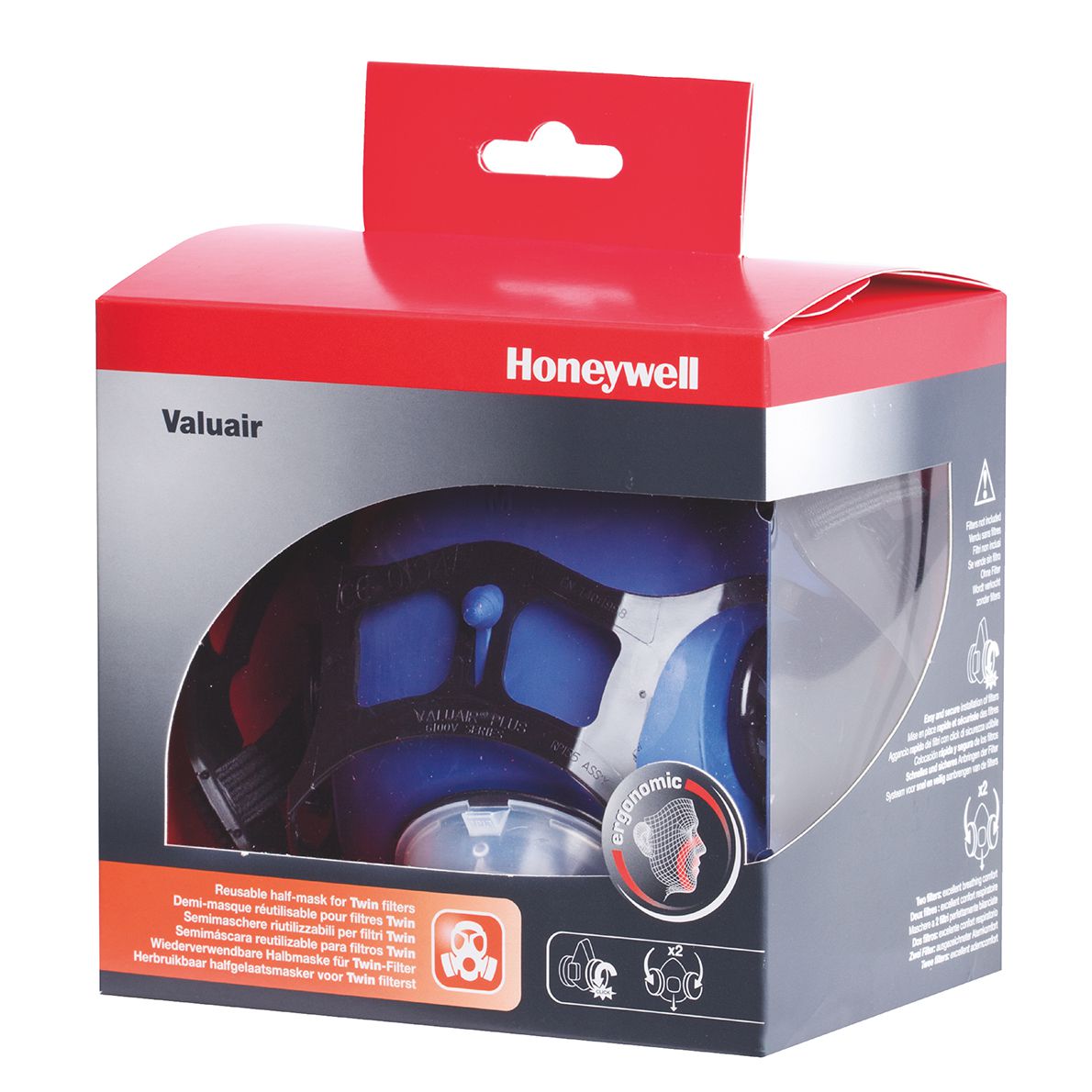 Honeywell Atemschutz Halbmaske ValuairPlus 6100 VM, Größe M, EN 140, Click-Fit-Filteranschluss