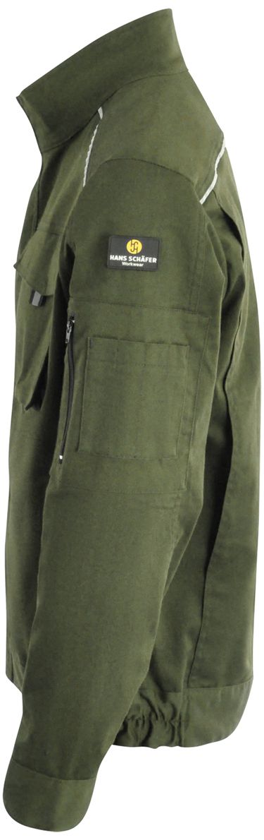 Hans Schäfer Arbeits-Jacke - mit Stretch-Einsatz & großen Taschen - Bund-Jacke für die Arbeit - Olivgrün - 52