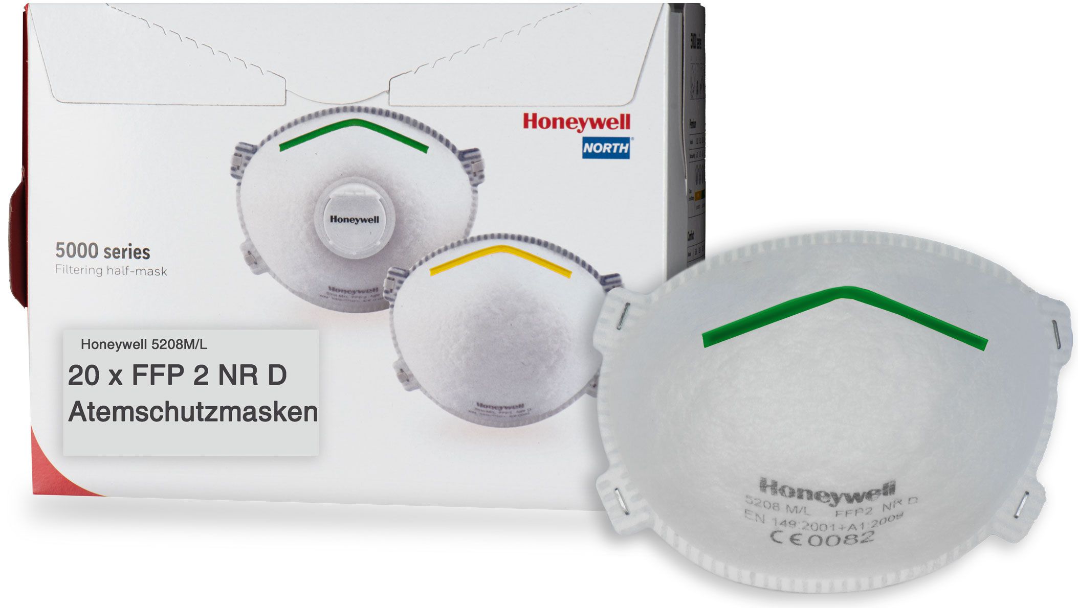 ABVERKAUF: 20x Honeywell 5208 Staubmaske - EN 149 FFP2 - Maske gegen Holz- & Metallstaub