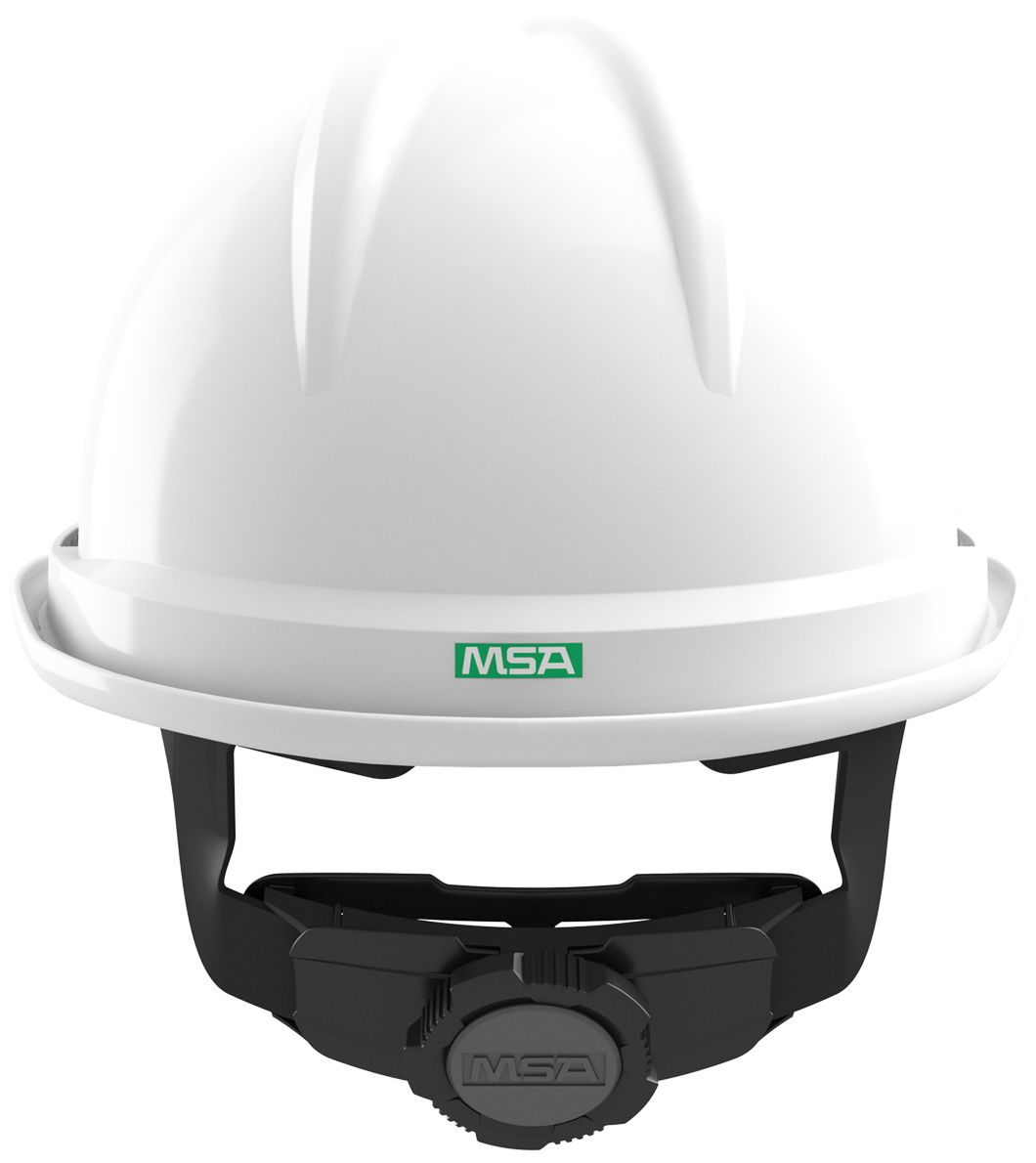 MSA V-Gard 520 Elektriker-Bauhelm - Robuster Schutzhelm für Bau & Industrie - EN 397 - mit Fas-Track-III - Weiß