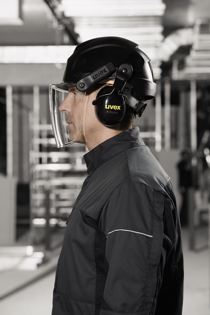 uvex 3-teiliges Helmsystem bestehend aus Schutzhelm, Visier und integriertem Gehörschutz
