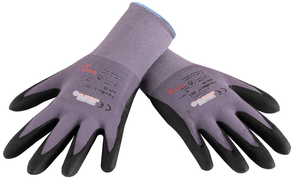 ABVERKAUF: KCL FlexMech Arbeits-Handschuhe - präziser Grip, auch bei Nässe - für die Arbeit - EN 388/420 - Grau/Schwarz - 11/2XL