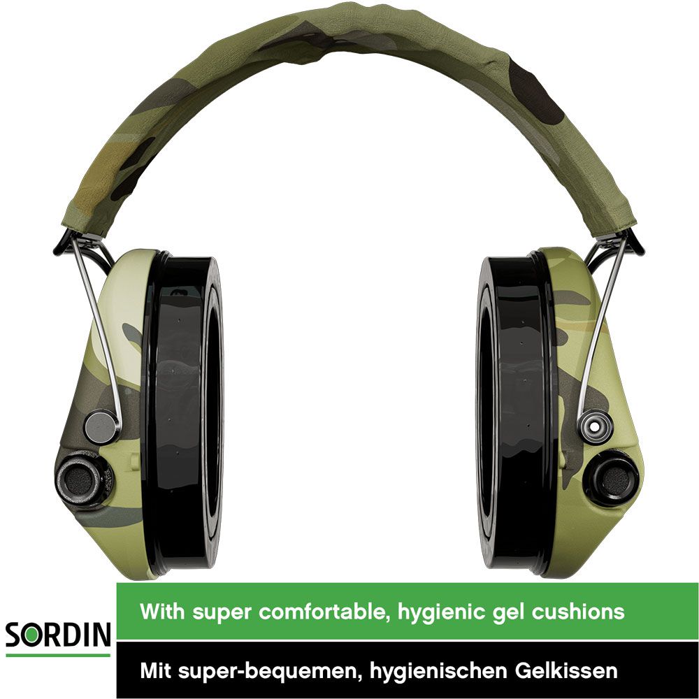 Sordin Supreme Pro-X LED Gehörschutz - aktiver Jagd-Gehörschützer - EN 352 - Gel-Kissen