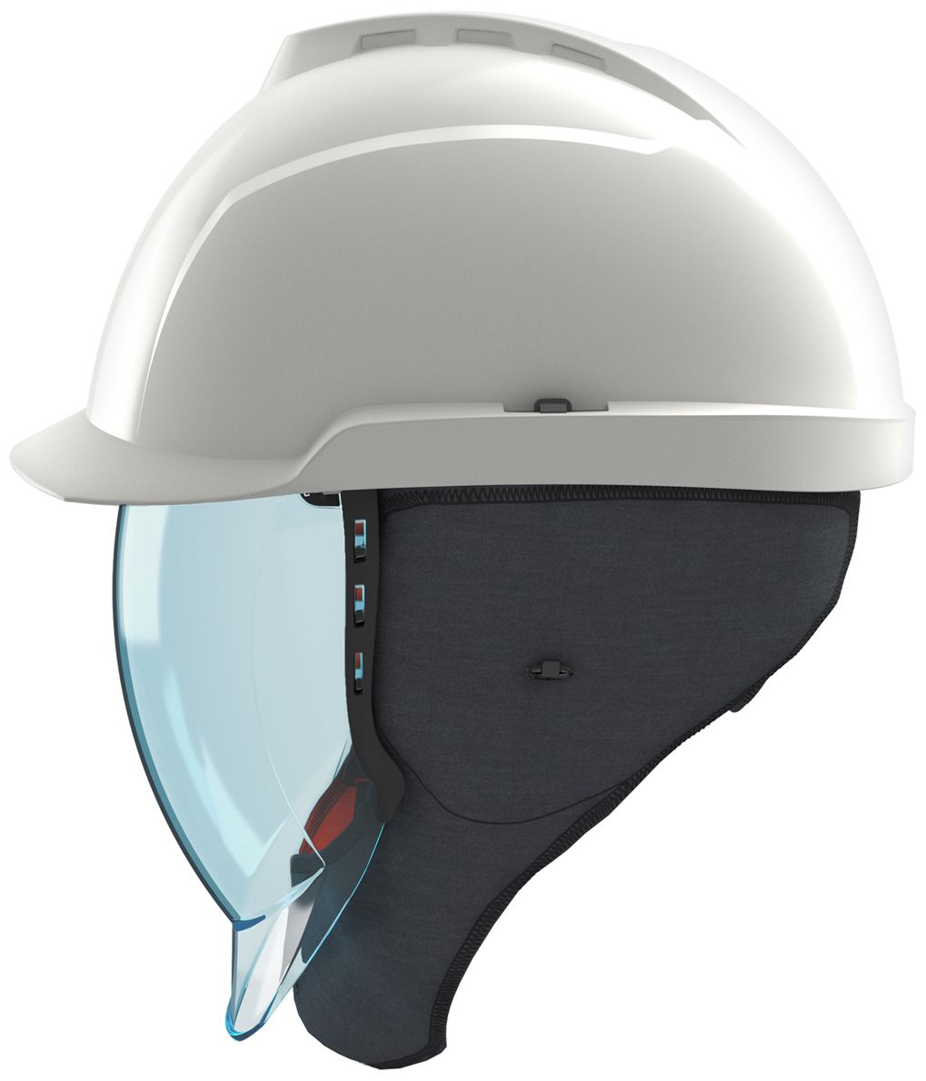 MSA V-Gard 950 Schutzhelm - Elektriker-Bauhelm mit Visier, Drehrad und Ohrenklappen - Störlichtbogen-geprüft