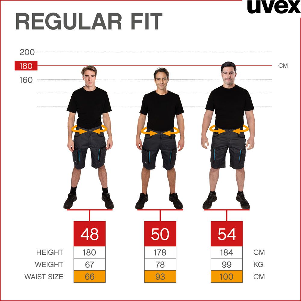 uvex tune-up Herren-Arbeitshose kurz - Männer-Arbeitshosen mit Stretch-Bund - atmungsaktive Sommer-Arbeitsshorts - Weiß - 50