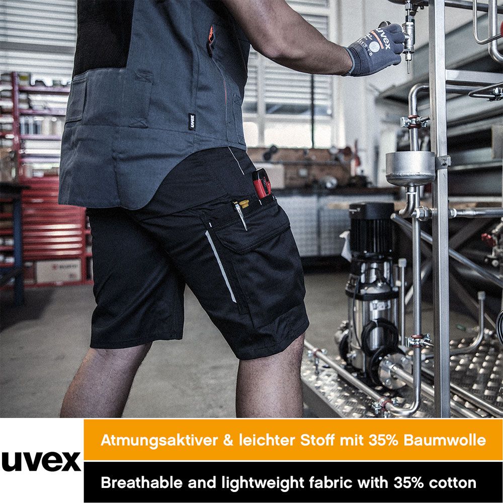 uvex tune-up Herren-Arbeits-Hose kurz - Männer-Cargo-Hosen für die Arbeit - Shorts mit vielen Taschen & 35% Baumwolle