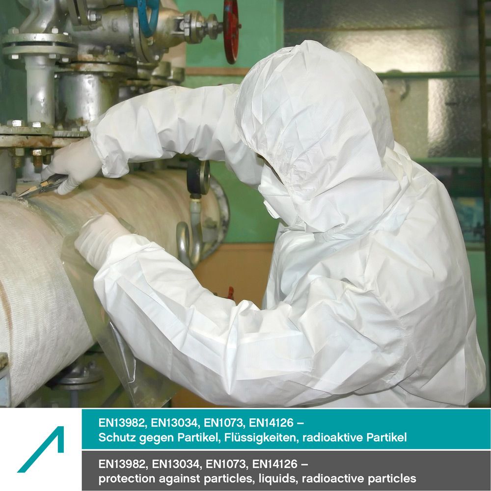 ACE CoverX Arbeits-Overall mit Kapuze - Einweg-Schutz-Anzug für die Arbeit - gegen Chemikalien & Partikel