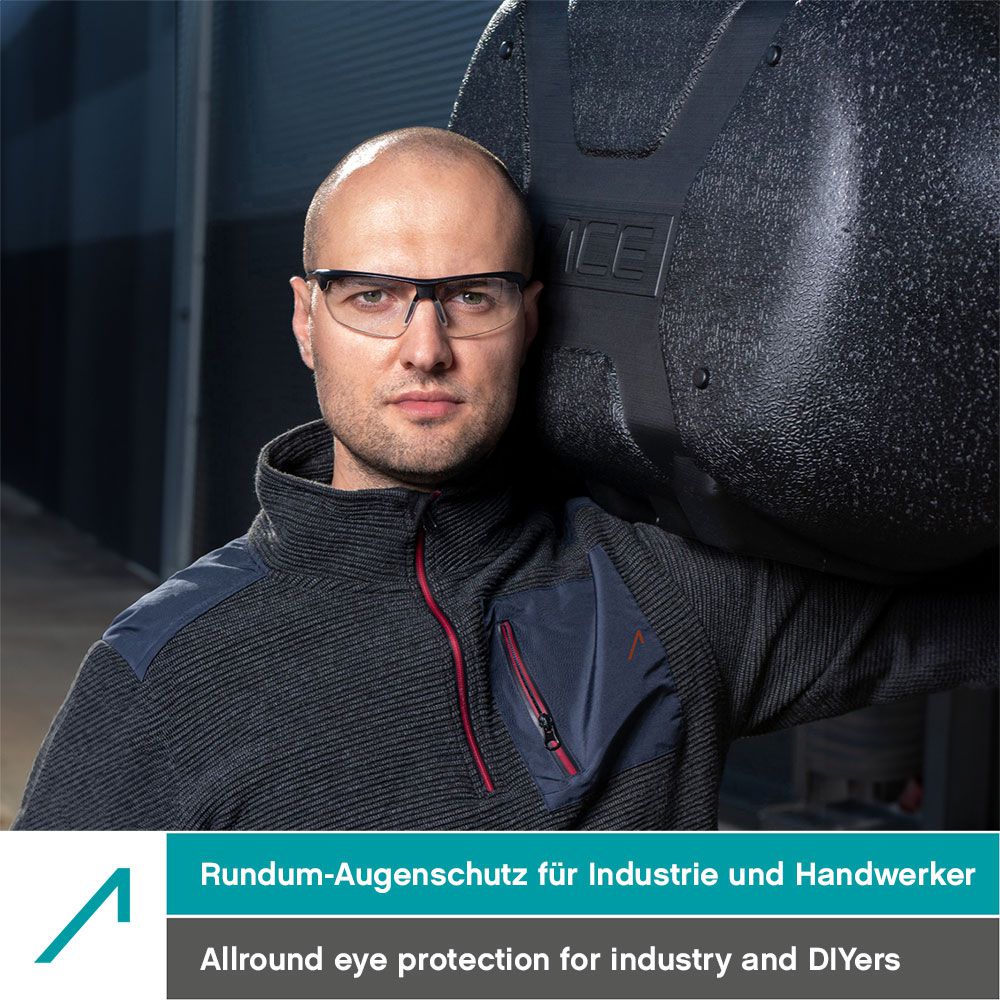 ACE Evo Arbeits-Brille - beschlagfeste & taktische Schutzbrille - für die Arbeit & für Airsoft, Paintball etc. - EN 166