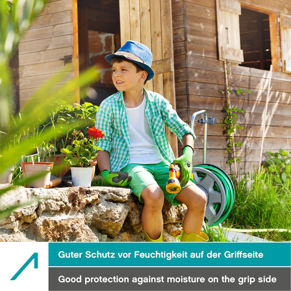 ACE Junior Garten-Arbeitshandschuhe - Handschuhe für kleine Gärtner - Grün - 5-6 Jahre (3er Pack)
