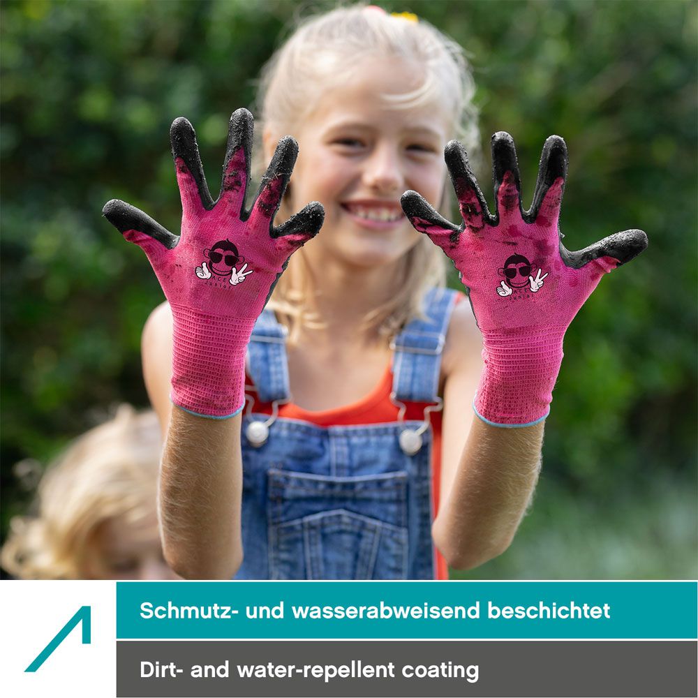 ACE Junior Garten-Arbeitshandschuhe - Schutz-Handschuhe für Mädchen - Pink - 7-8 Jahre (3er Pack)