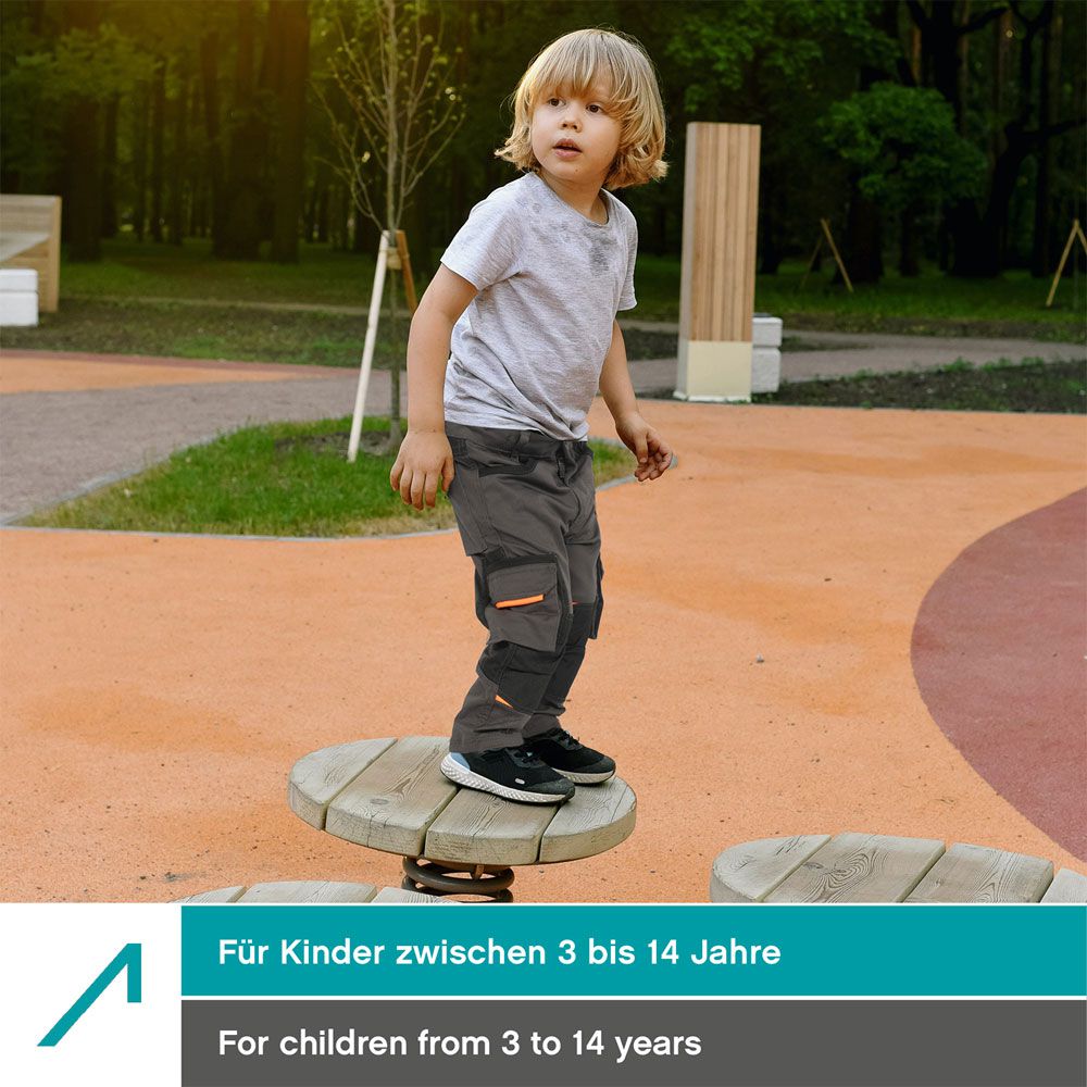 ACE Junior Kinder-Cargo-Hose - Arbeits-Hosen für Jungen & Mädchen - viele Taschen, Stretch-Bund & Gummi-Zug