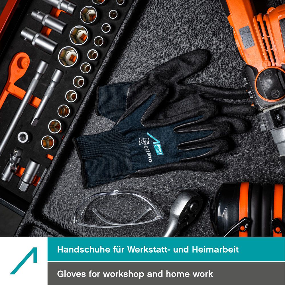 ACE ProGrip Arbeitshandschuhe - Schutz-Handschuhe für die Arbeit - EN 388/420 - 07/S (3er Pack)
