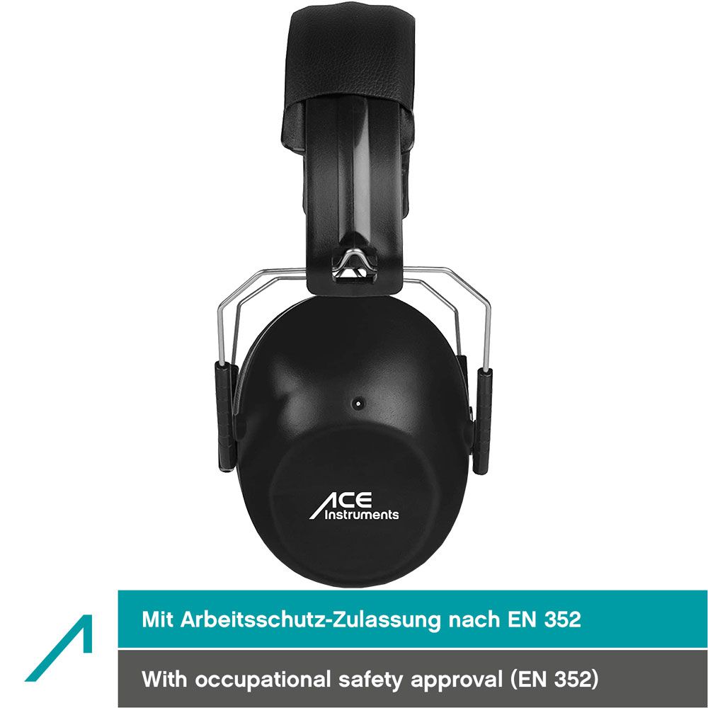 ACE SHH...! Kinder-Gehörschutz - faltbarer Kapsel-Gehörschützer - kompakter Ohrenschützer für Mädchen & Jungen - Schwarz