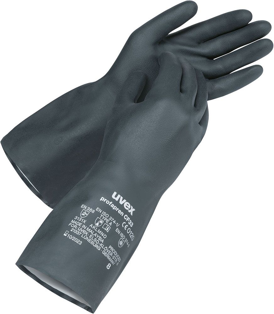 ABVERKAUF: uvex Safety profapren CF33, Präzisions-Chemikalienschutzhandschuh aus Chloropren, Größe 09/L