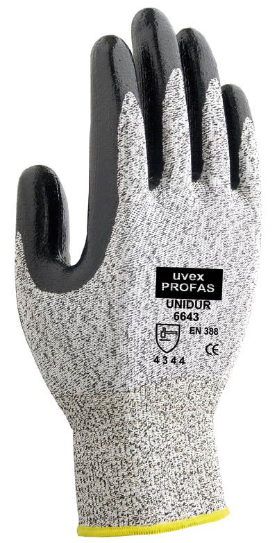 ABVERKAUF: Uvex Montage-Schutzhandschuh unidur 6643, Nitrilbeschichtung, Farbe: schwarz/weiss