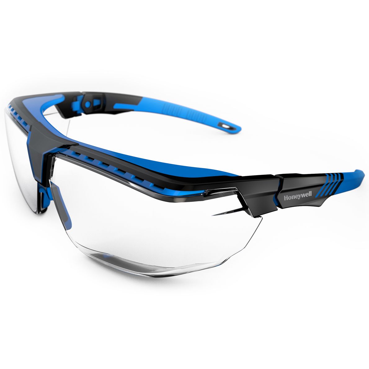 Honeywell Avatar OTG Schutzbrille - für Brillenträger - kratzfest & Anti-Reflex-beschichtet - EN 166 - Schwarz-Blau/Klar