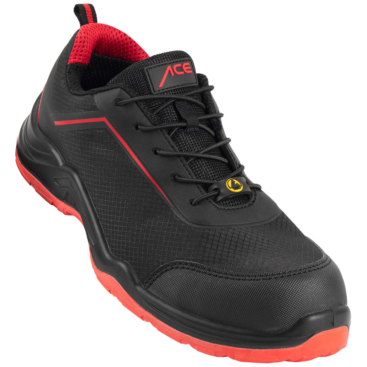 ACE Sapphire S1-P-Arbeits-Sneakers - mit Kunststoffkappe - Sicherheits-Schuhe für die Arbeit  - Schwarz/Rot - 41