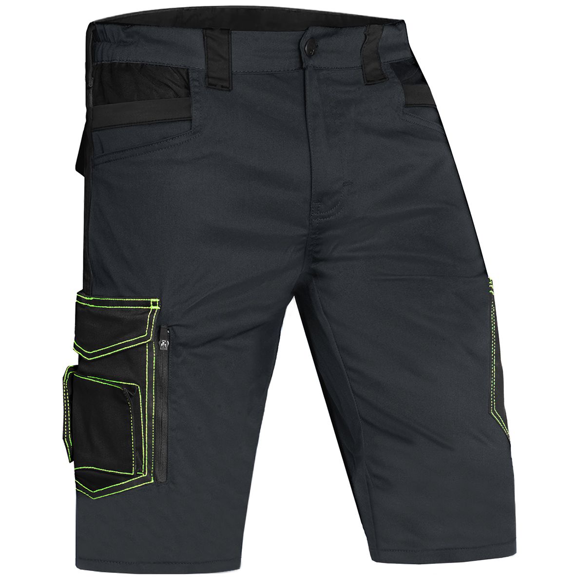 ACE Genesis Men's Work Short - Men's Cargo Trousers - Stretch Waist Shorts - Grey - 48