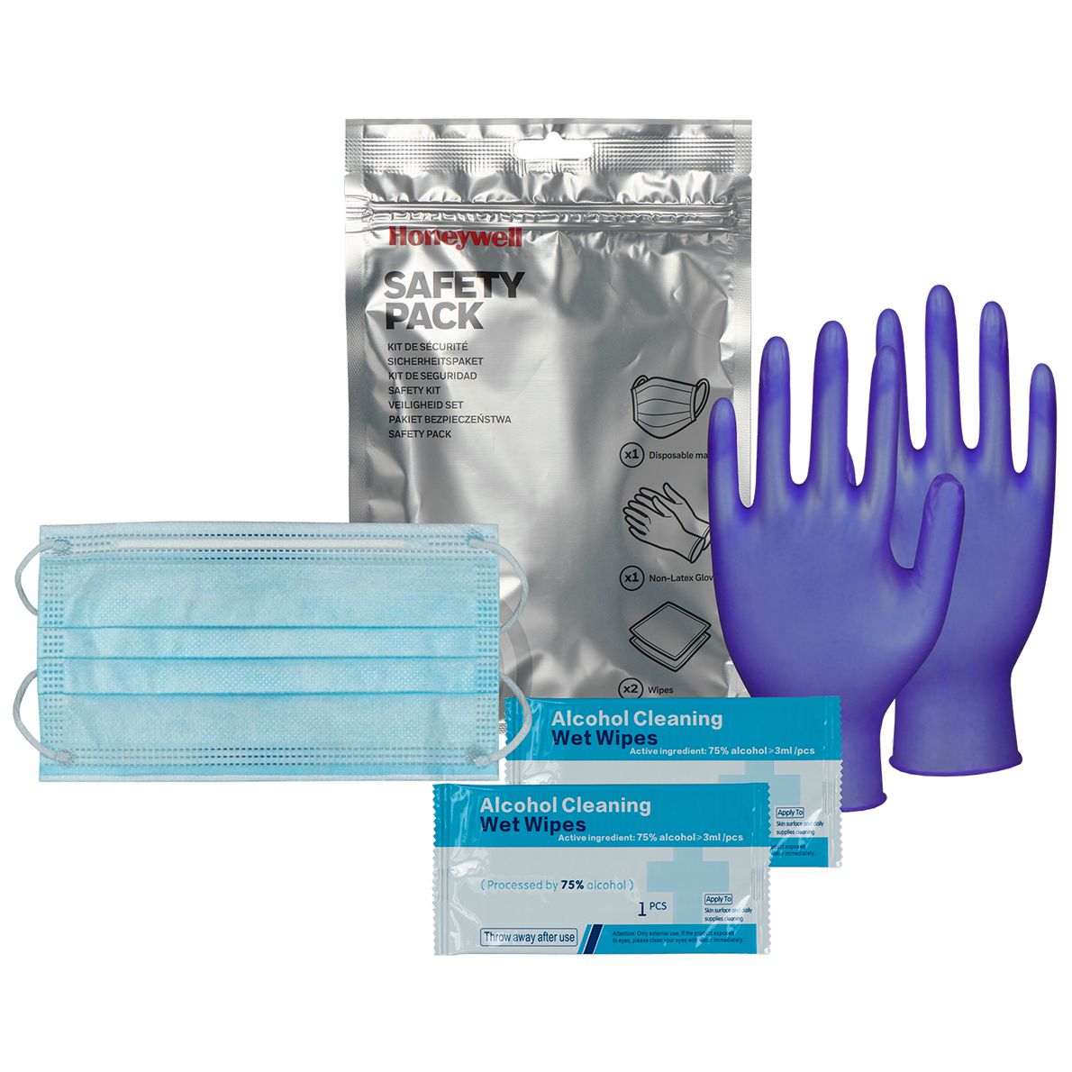 ABVERKAUF: Honeywell Safety Pack - Mund-Nasen-Schutz + Einmalhandschuhe + Hygiene-Tücher