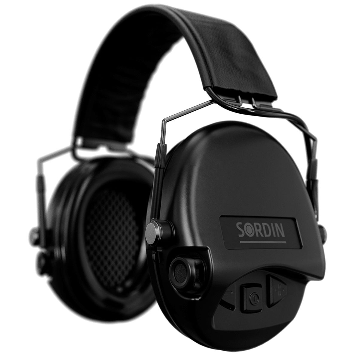 Sordin Supreme MIL AUX Slim Hearing Protection - Active Military Hearing Protector - AUX Connector & Leather Strap