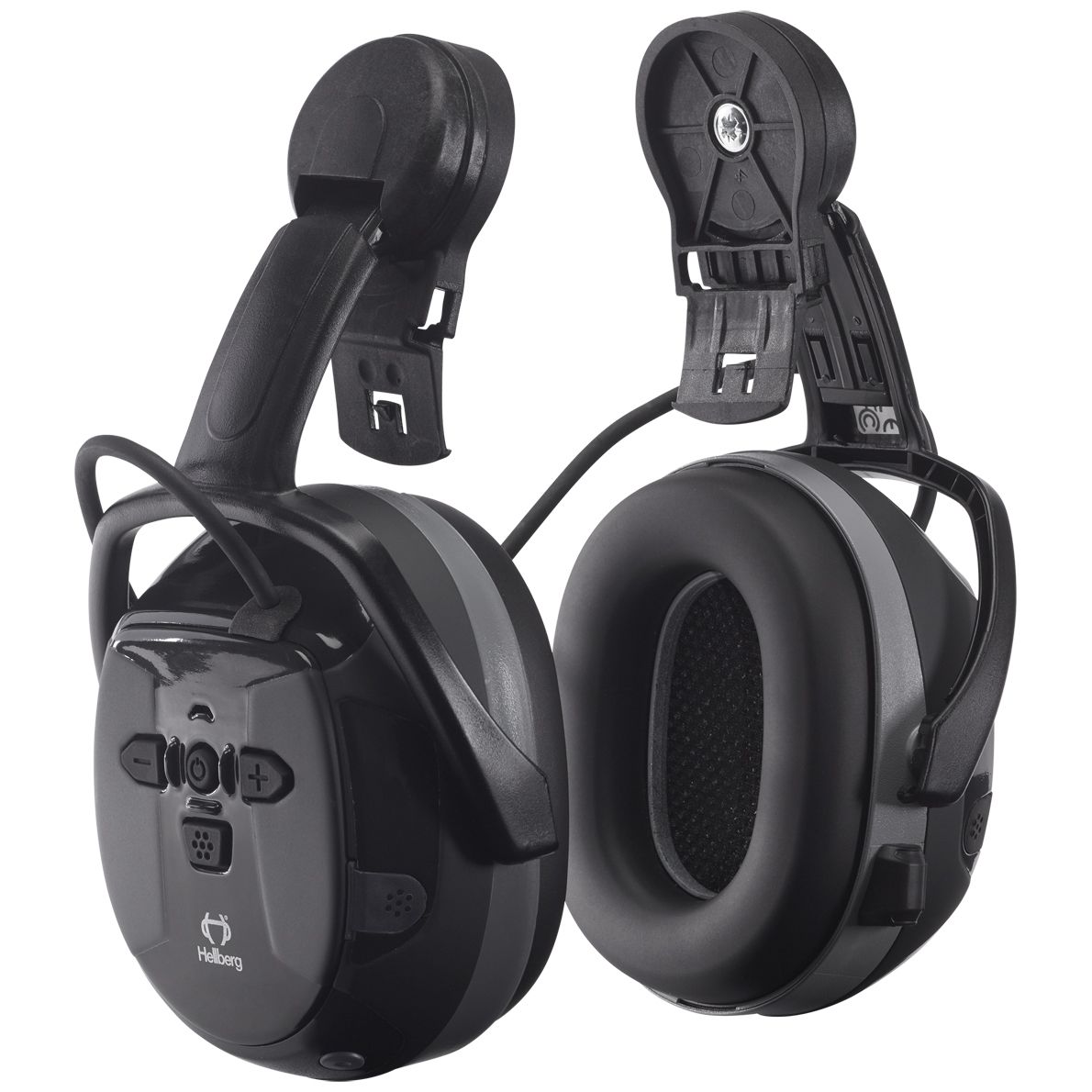 Hellberg Xstream LD Aktiver Helm-Kapsel-Gehörschutz - Elektronischer Gehörschützer für Schutzhelme - EN 352 - Schwarz