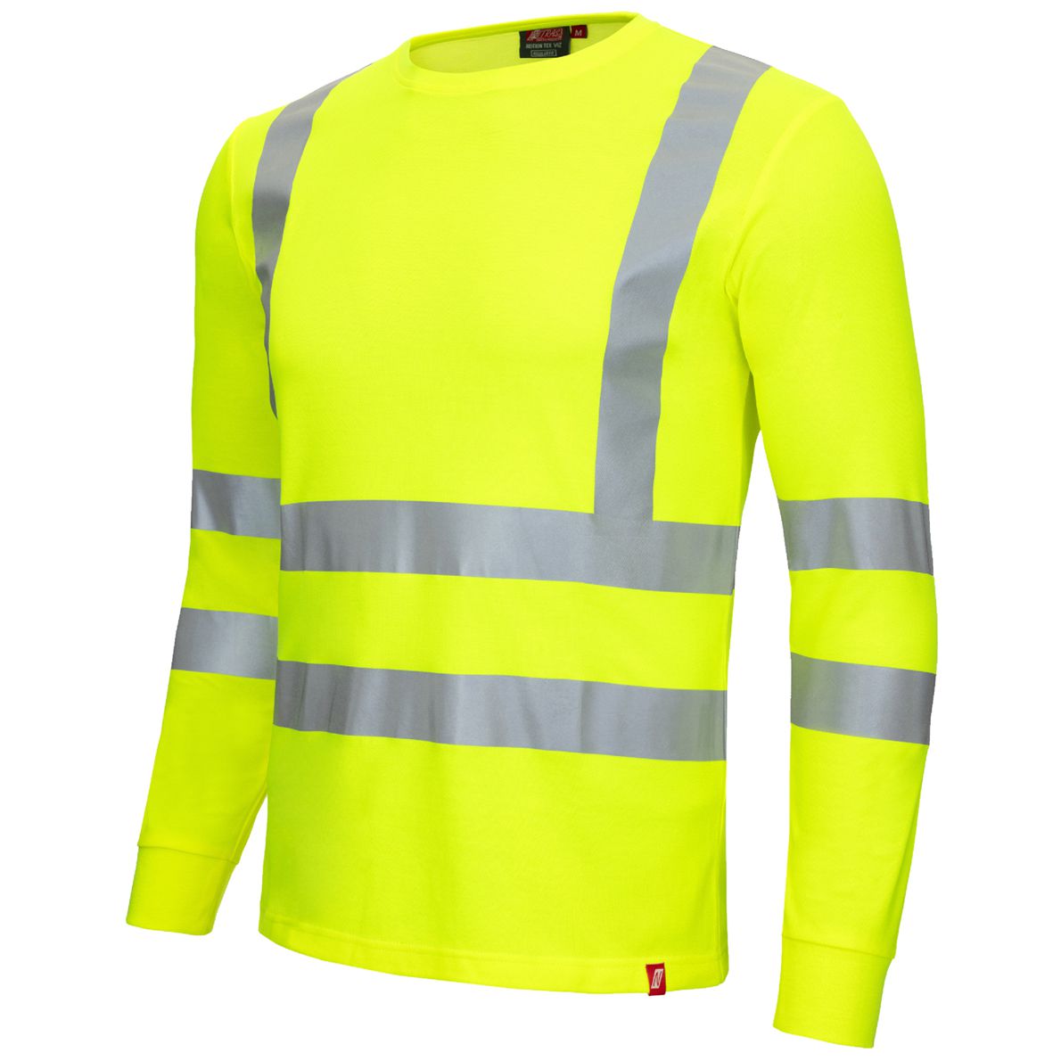 NITRAS MOTION TEX VIZ Warnschutz-Shirt - langärmliges T-Shirt in Warnfarbe - mit Reflex-Streifen
