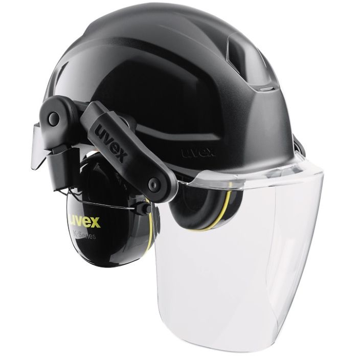 uvex 3-teiliges Helmsystem bestehend aus Schutzhelm Visier und Gehörschutz 